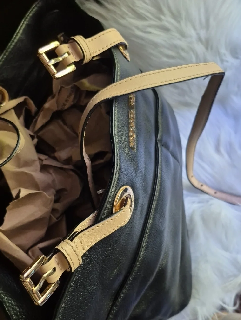 Michael Kors Black Tote with‎ Tan Handles ⚠️⬇️
